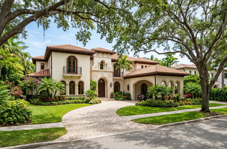 Coral Gables luxury home with terracotta tile roof - roof age Miami insurance rules affect financing eligibility in luxury
